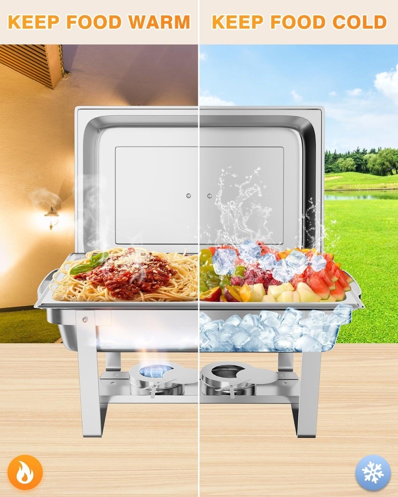 2pcs Chafing Dish Buffet Set 9L Rectangle Chafing Dishes for Buffet w/Lid Holder