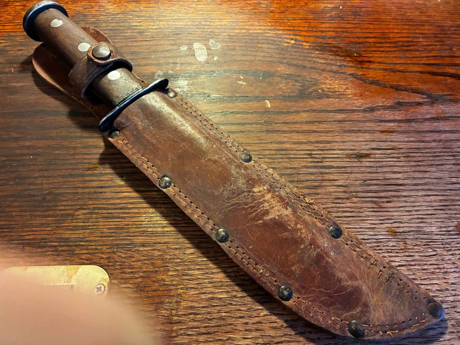 US Army USMC Marine WWII Theater Handle Western G46-8 Fighting Knife, Sheath Vtg