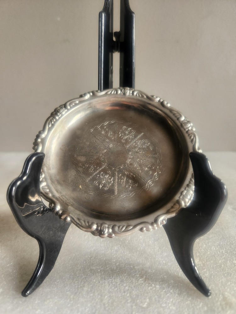 Vintage Silverplated Trinket Dish or Coaster • Electroplated Silver on Steel