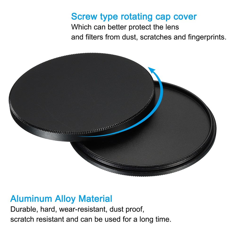 62mm Lens Filter Stack Cap Aluminum Alloy Circular Filter Stacks Black