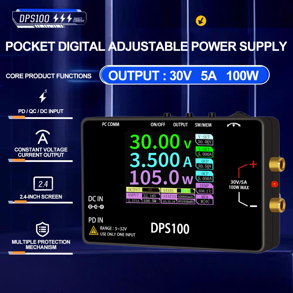 2.4in Screen Adjustable DC Current Power Supply 100W Regulated Power Supply