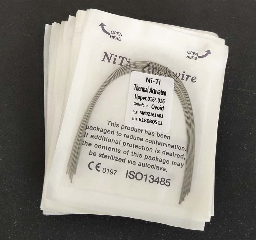20 Packs 200 Pcs Thermal Activated NITI Rectangular Arch Wire Bows Ovoid Form