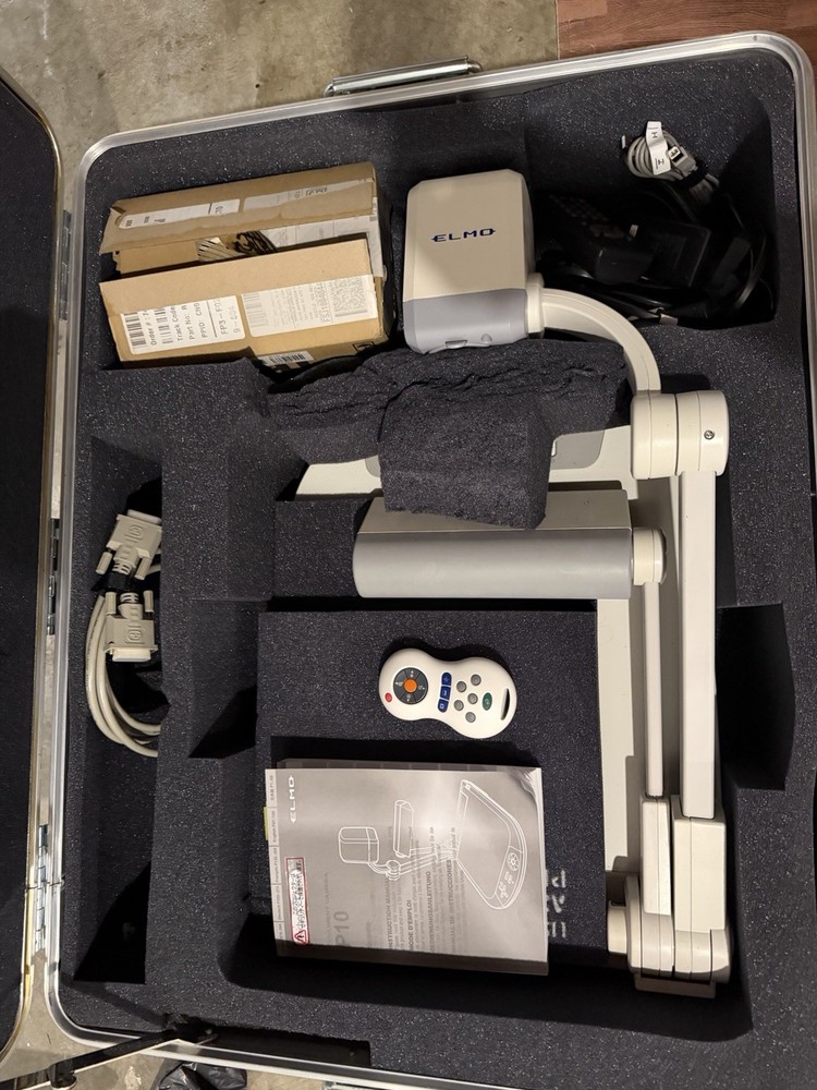 ELMO P10 Document Camera Visual Presenter w/ Remote, Cables, Manual, Case