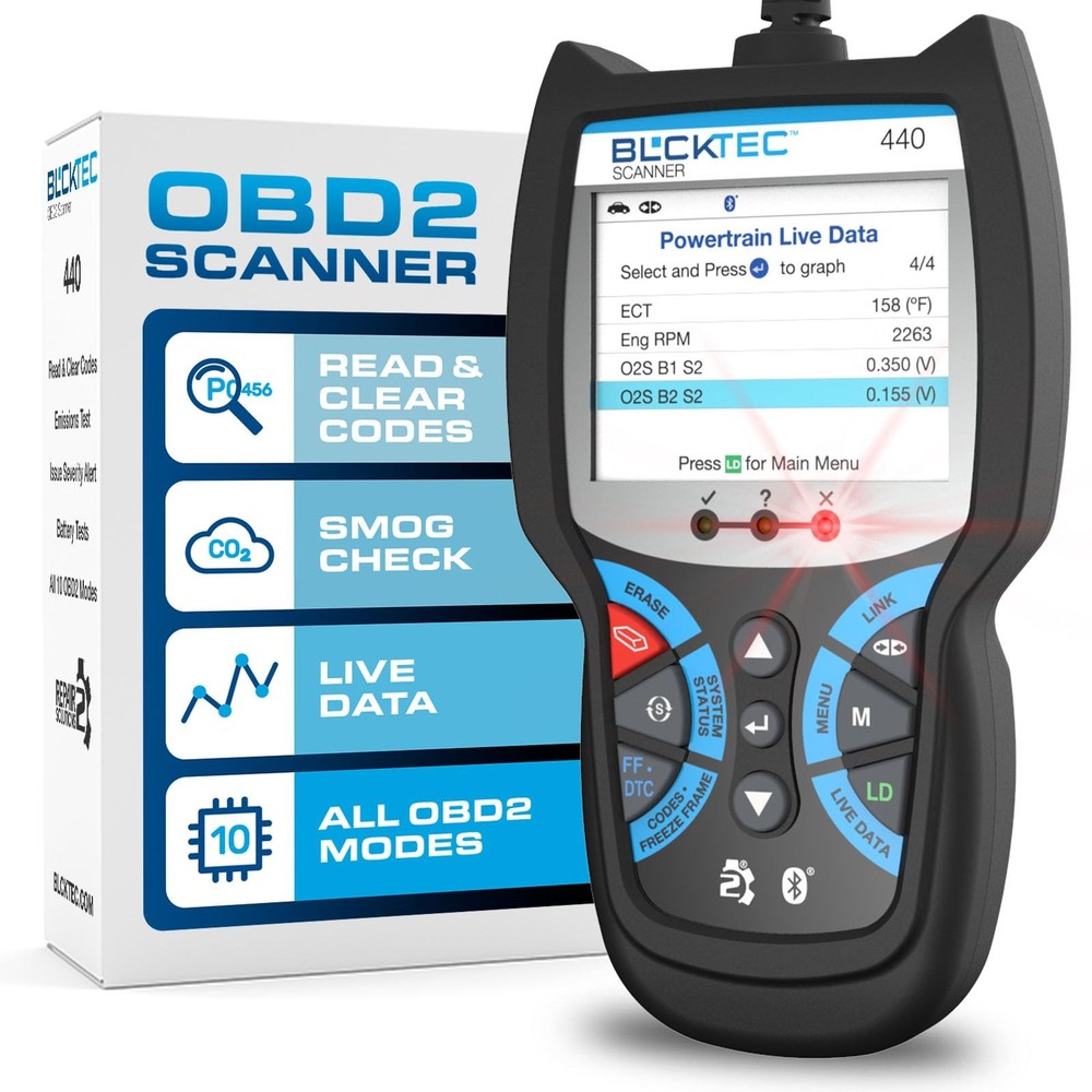 BLCKTEC 440 Bluetooth OBD2 Scanner Diagnostic Tool - Car Code Reader Black