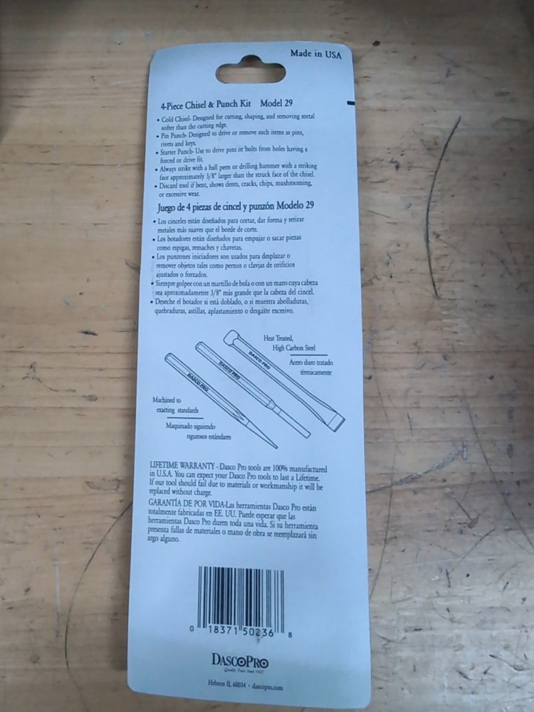 Dasco Pro 29 Punch & Chisel, 4 Piece