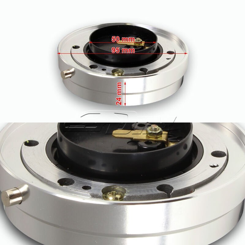 1" Silver 6-Hole Steering Wheel Short Quick Release Hub Adapter Universal
