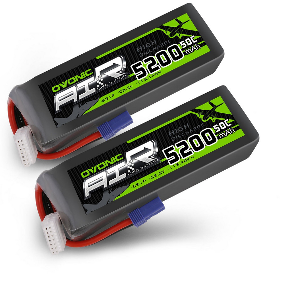 2 × OVONIC 6S 50C 22.2V 5200mAh LiPo Battery Pack With EC5 Plug for 1/10 Kyosho