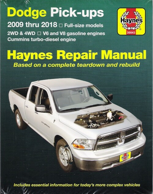 2009-2018 Dodge RAM 1500 Cummins 4x4 2x4 Truck Haynes Repair Manual 30043 3424