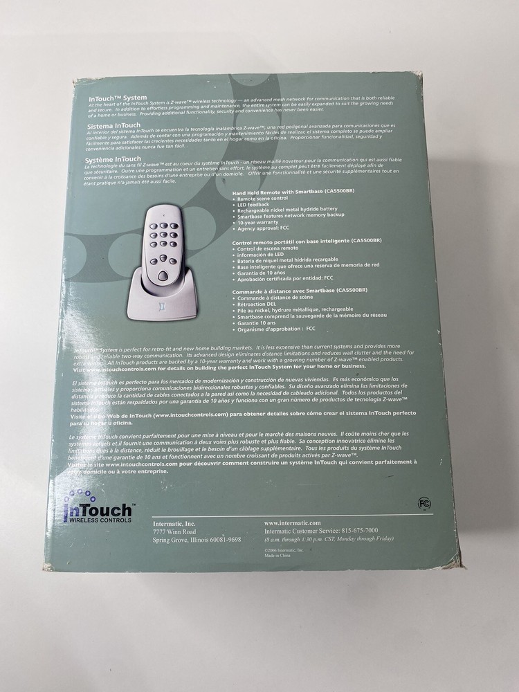 New Intermatic In Touch HAND HELD REMOTE W/BASE CA5500BR RECHARGEABLE