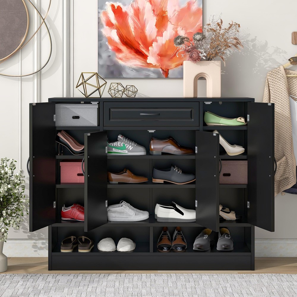 Durable Material Sleek and Modern Shoe Cabinet w/Space-saving Design Side Board