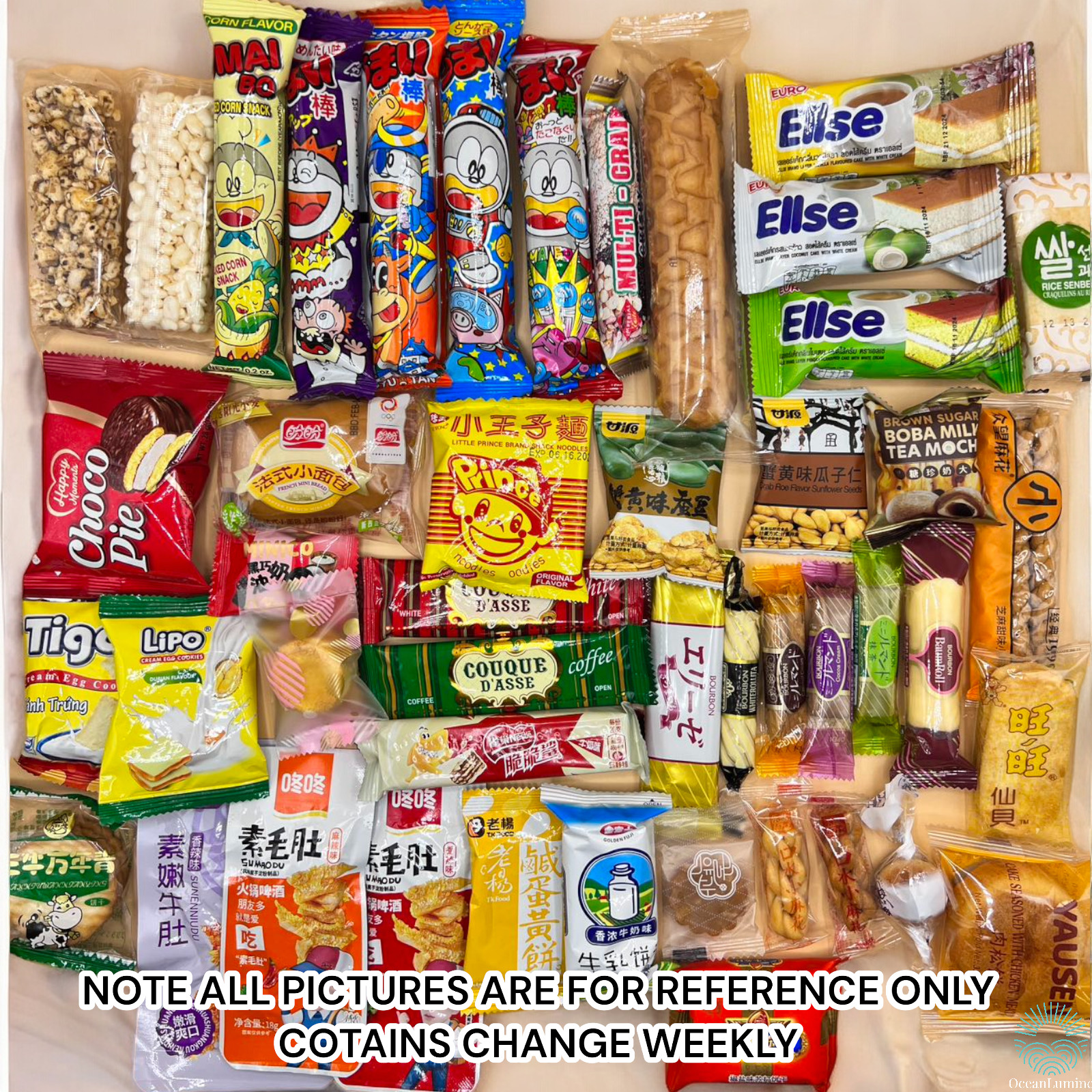 45 Piece Variety Asian Snack Box Japanese Korean Chinese, Fun Asian Treats