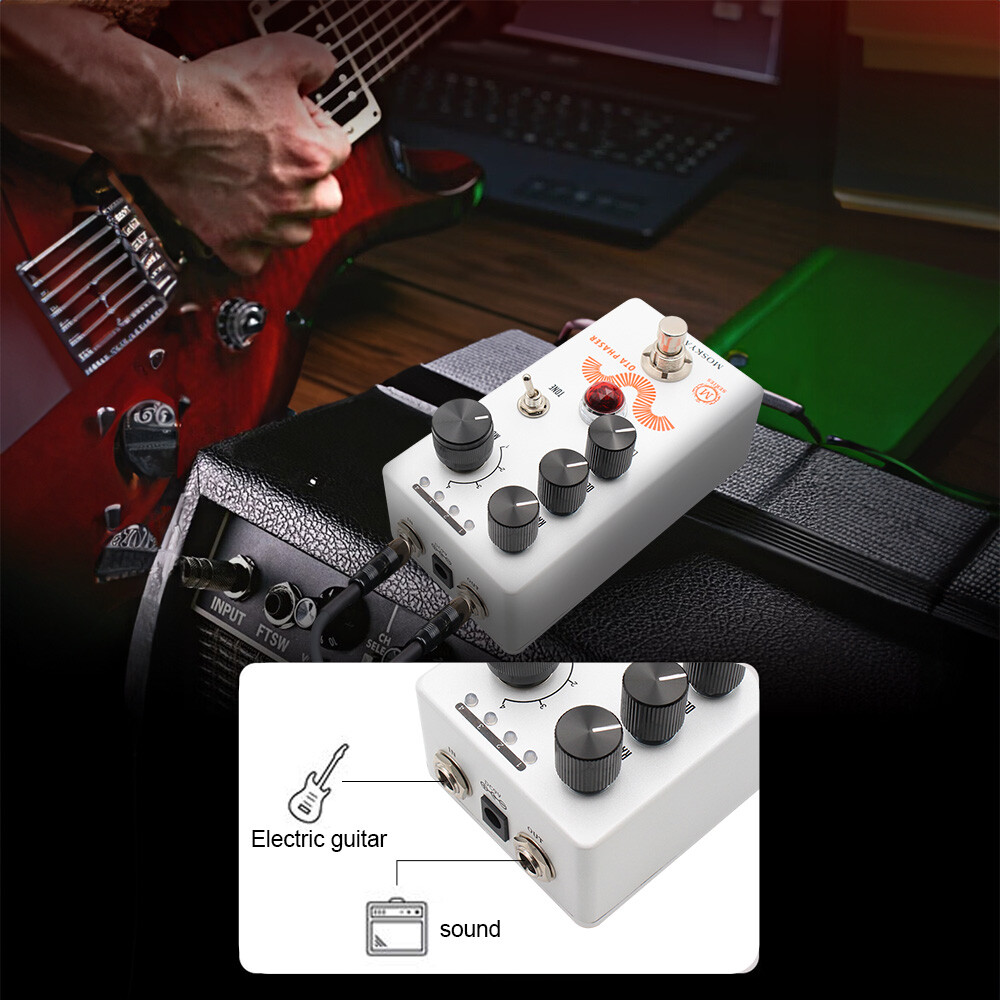 MOSKY Phaser Effect Pedal True Bypass 4 Mode Rate Depth Level Tone Controls P8Y4