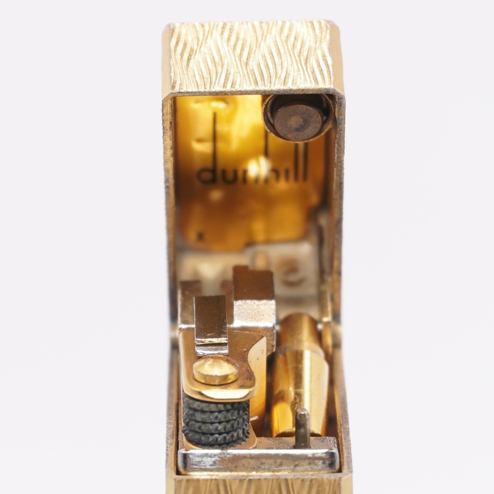 Dunhill Rollagas Lighter Gold CHEVRON Pattern-Ultrasonically cleaned_Working