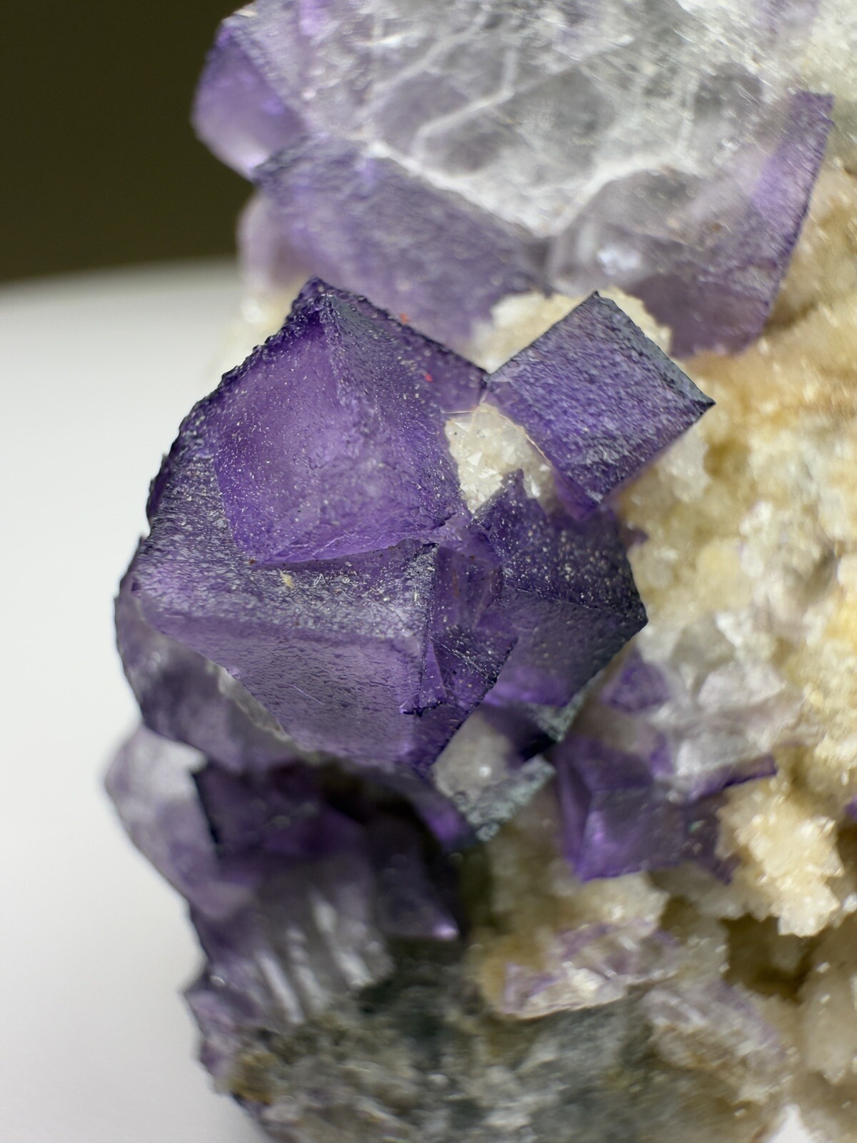 STUNNING El Filo Purple Cubic Fluorite on Druzy Quartz Matrix • Mexico