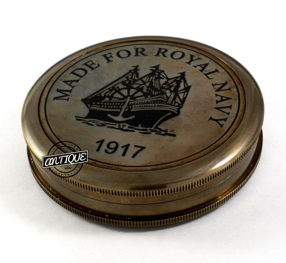 Maritime Gift Nautical Brass Compass Solid Compass Royal Navy Print Dial Marine