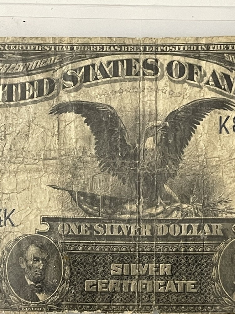 Large Bill 1899 Silver Certificate One Dollar Black Eagle