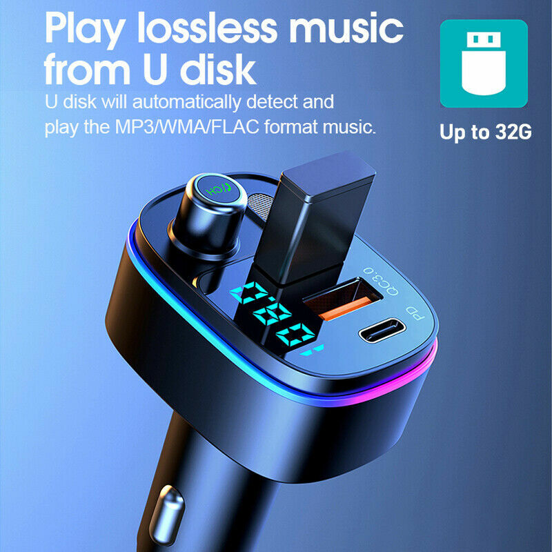 Bluetooth Car Adapter FM Transmitter USB AUX Radio Handsfree MP3 Player For Car