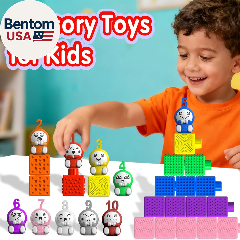 Number Counting Blocks 1-10 with Figures: 65PCS Soft Silicone Stacking & Sensory