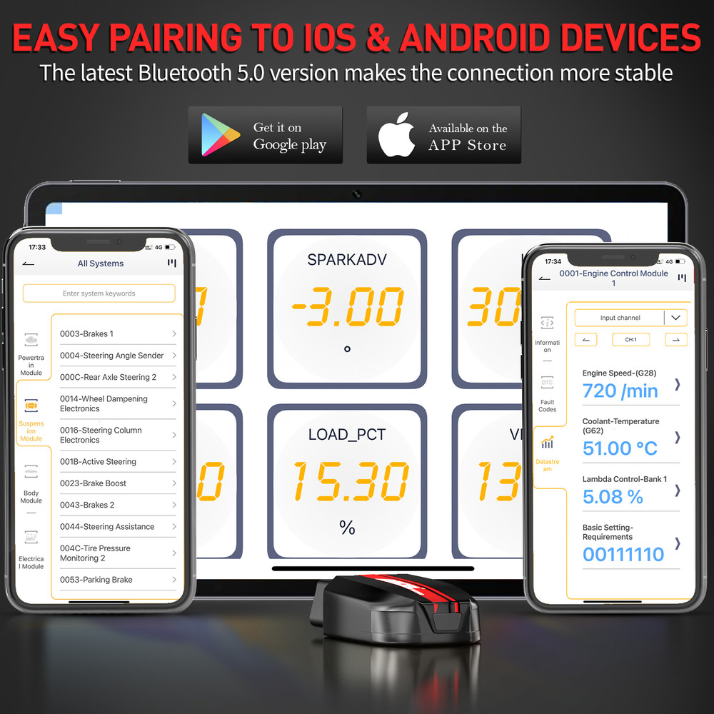 ANCEL All System OBD2 Scanner EPB TPS Oil Car Code Reader for VW Android IOS
