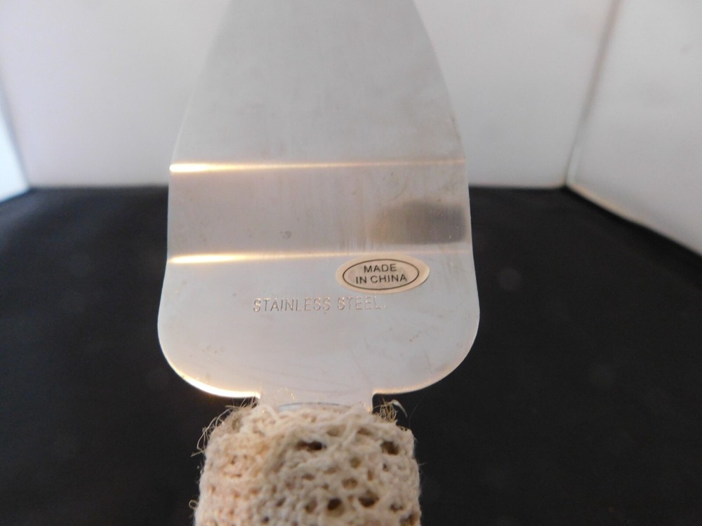 Studio His & Hers Rustic-Style Wedding Cake Knife & Server Set Jute Twine - Used