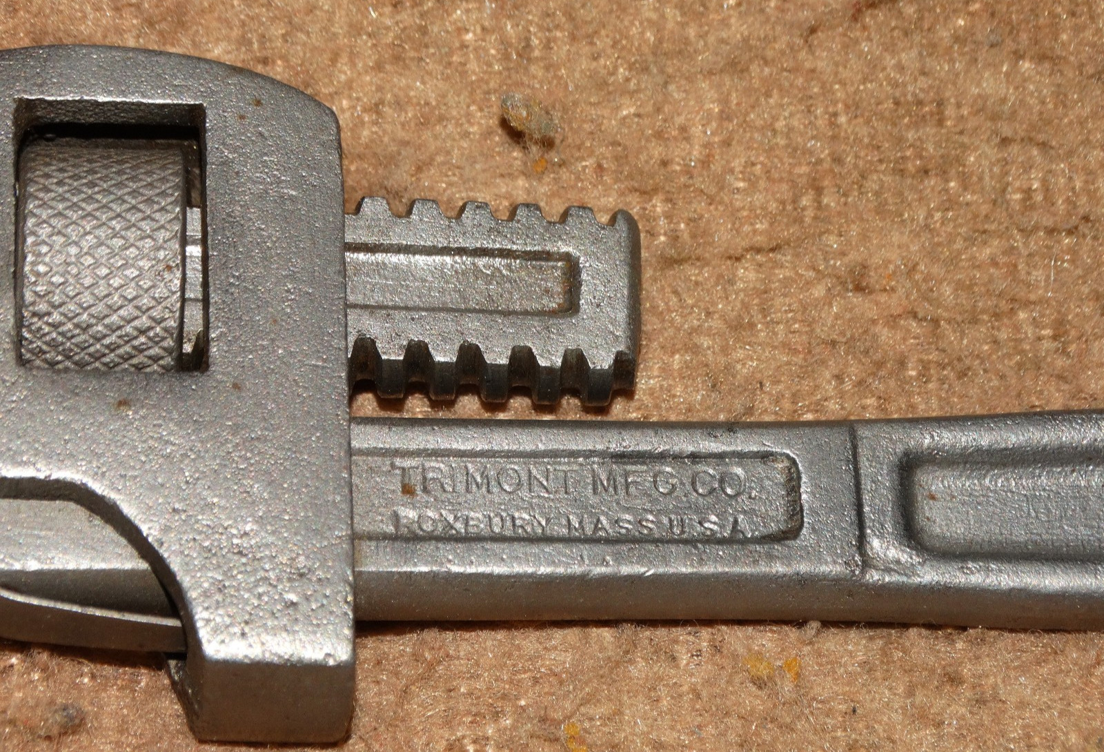 Antique 1890's TRIMONT MANUFACTURING CO. 7" Adjustable Pipe fitting wrench VGC