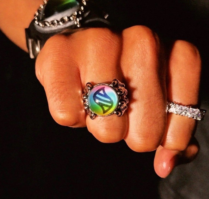 Mega Stone Keystone Ring handmade gothic style adjustable size