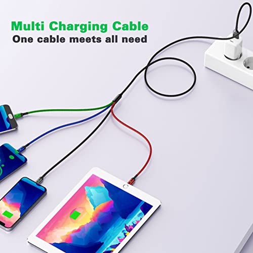 Multi Charging Cable, 10ft 2Pack Multi Charger Cable Braided 4 Black 2Pack-10ft