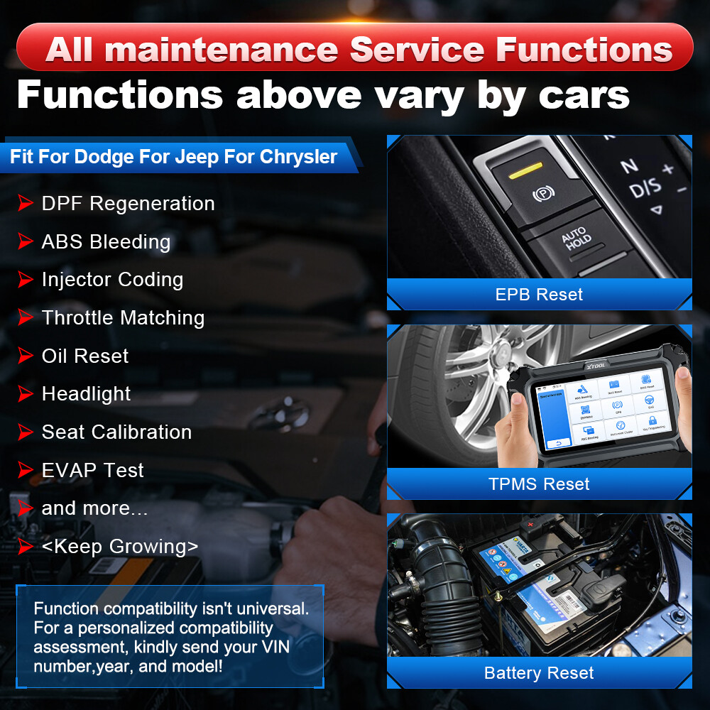 XTOOL Full System Bidirectional Scan Tool OBD2 Scanner for Chrysler Dodge Jeep