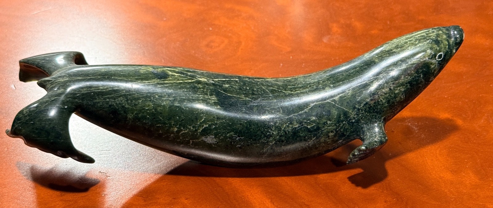 Inuit Serpentine Seal (Otter?) 11" - Signed Ning Ashoona, Beautiful