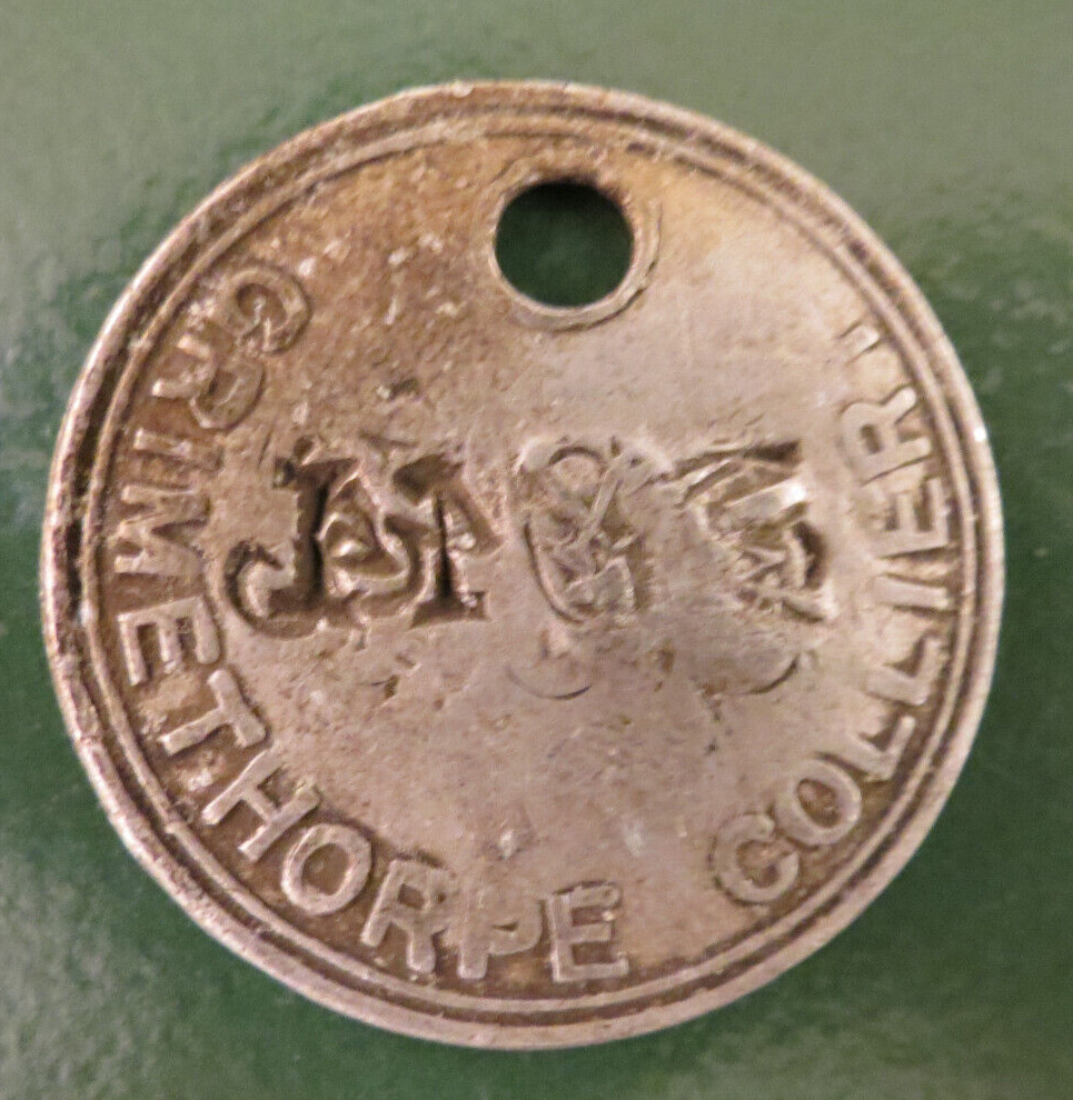 GRIMETHORPE Colliery Pit Check Tally - marked GRIMETHORPE COLLIERY 27