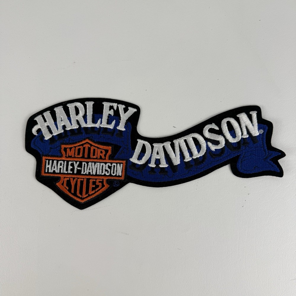 Harley-Davidson Bar & Shield Blue Banner Embroidered Large Back Patch