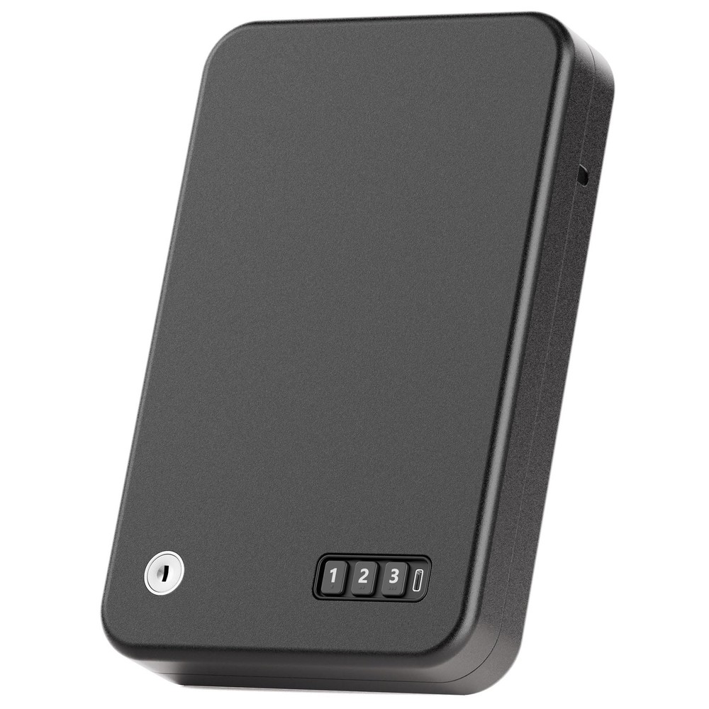 Portable Pistol Safes – Electronic Lock Box & Key Access, Silent Mode, Compac...