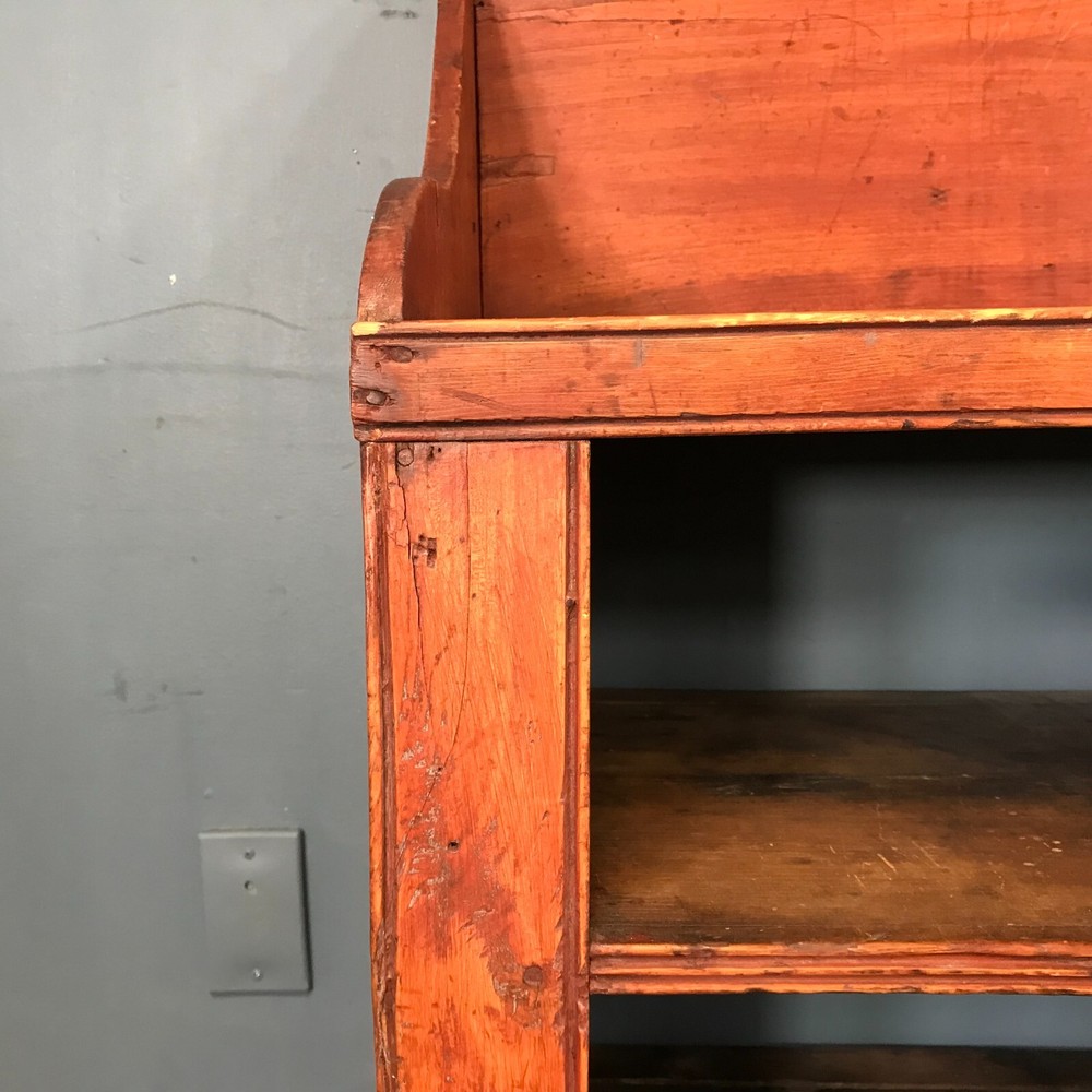 Primitive Country Open Face Pine Red Washed Sideboard
