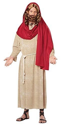 Jesus Wig and Beard Costume Set – Brown Curly Hair & Full Beard – Biblical