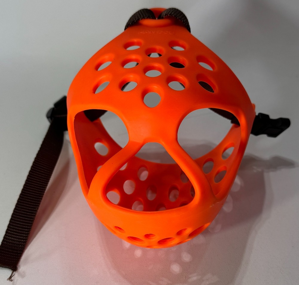 Dog Orange Silicone Muzzle Anti-Bite (Han Dou, Size MEDIUM)