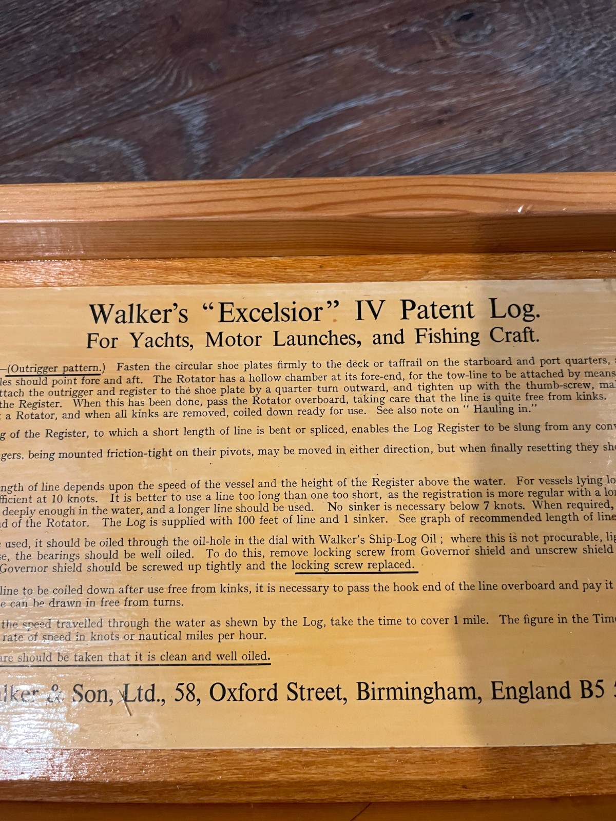 Walkers Excelsior IV Antique Ship-log never used