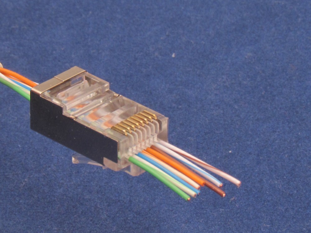 1000 CAT5e RJ45 Network Shielded Modular Plug 8P8C Connector End Pass Through