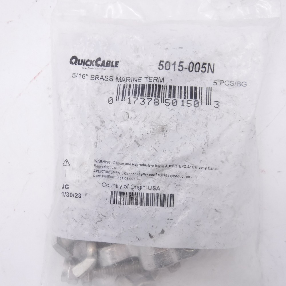 5 Pack QuickCable 5015-005N 5/16" Stud Brass Marine Battery Terminals
