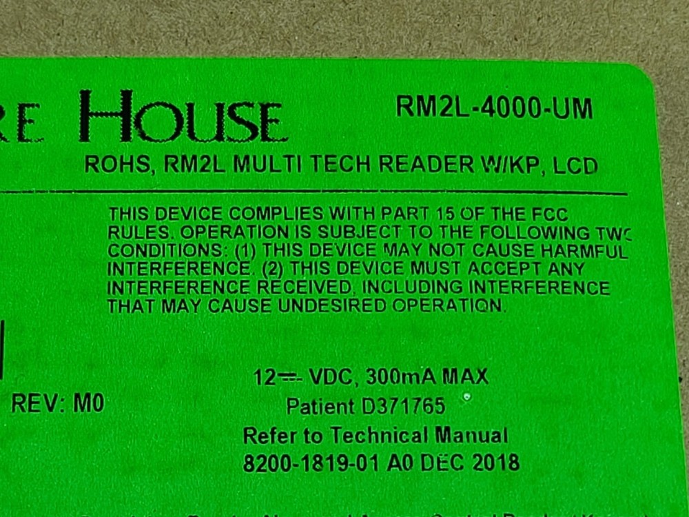 SOFTWARE HOUSE RM2L-4000 MULTI READER W/KEYPAD,LCD