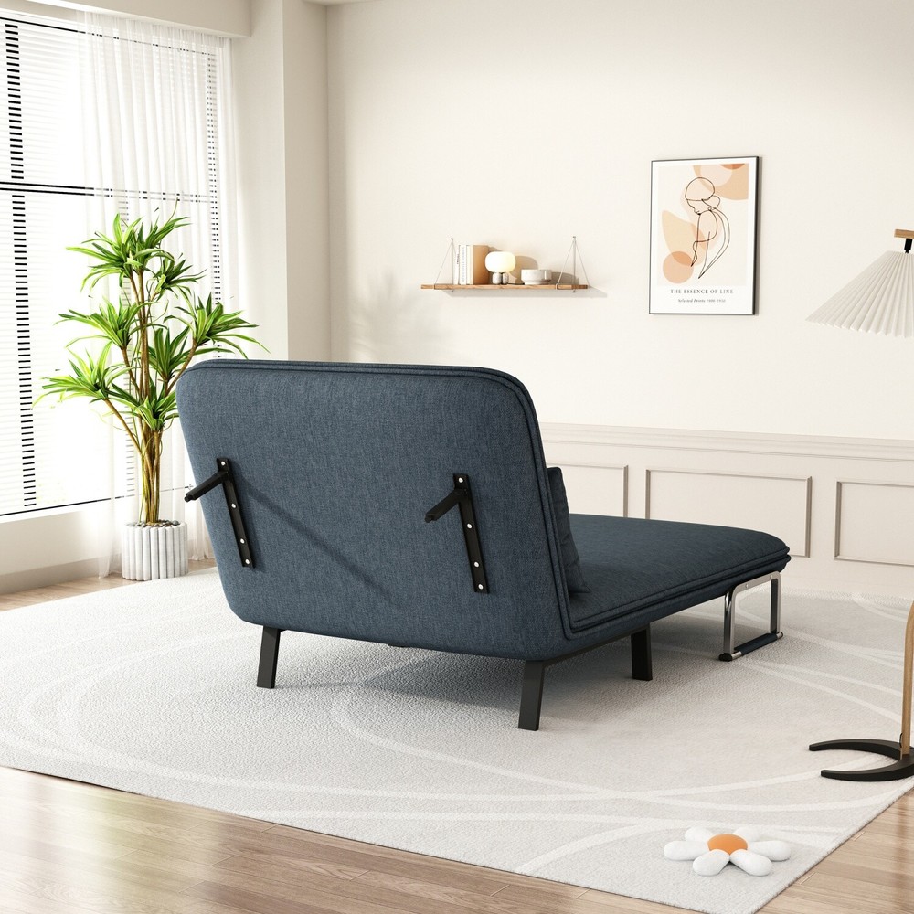 39'' Convertible Sleeper Sofa Bed Velvet Sofa Couch w/ Pull Out Bed & Pillow