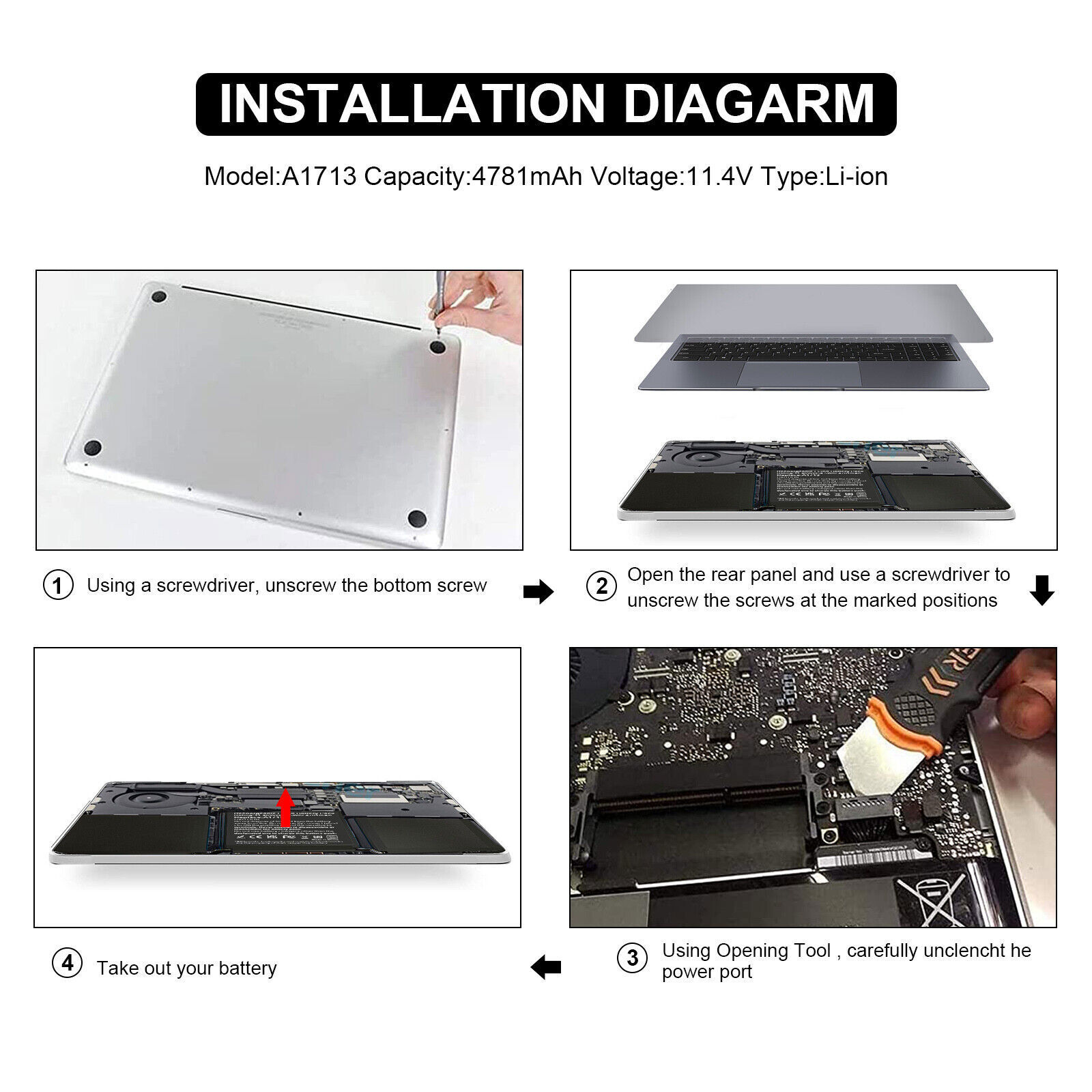 LOT A1713 A1708 Battery For MacBook Pro 13" Late 2016 Mid 2017 EMC 2978 EMC 3164