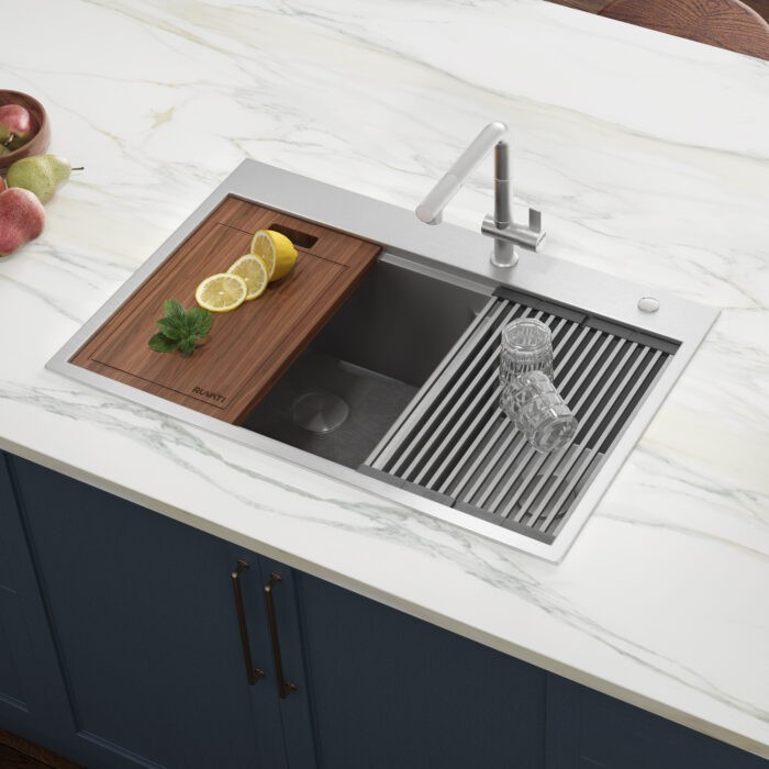 Ruvati 33 x 22 inch Workstation Topmount 16 Gauge Kitchen Sink - RVH8035