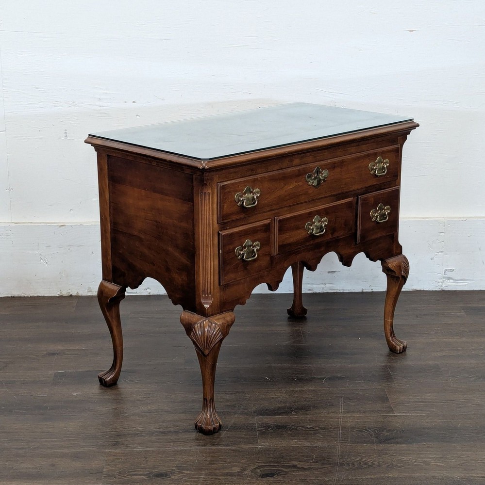 Chippendale Style Lowboy Chest with Brass Hardware