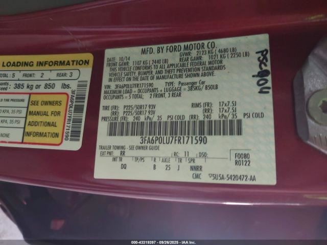 FUSION 2015 Transmission Shift 977905