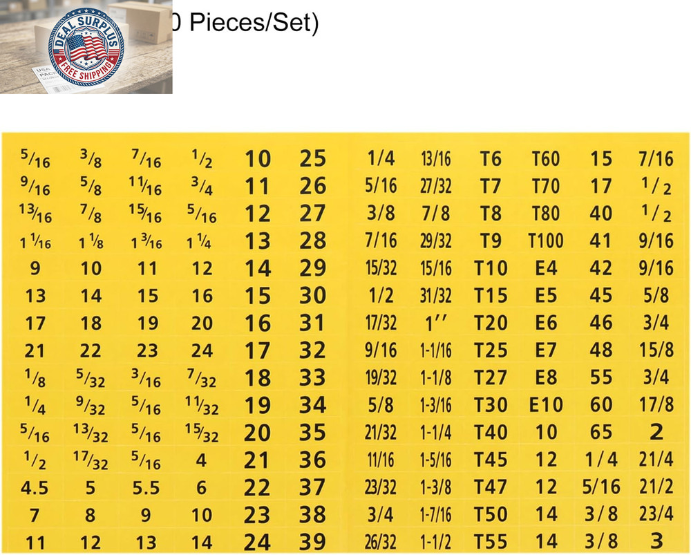 Tool Box Labels, 4 Set 180 Toolbox Decals Wrench Socket Size Stickers for Socket