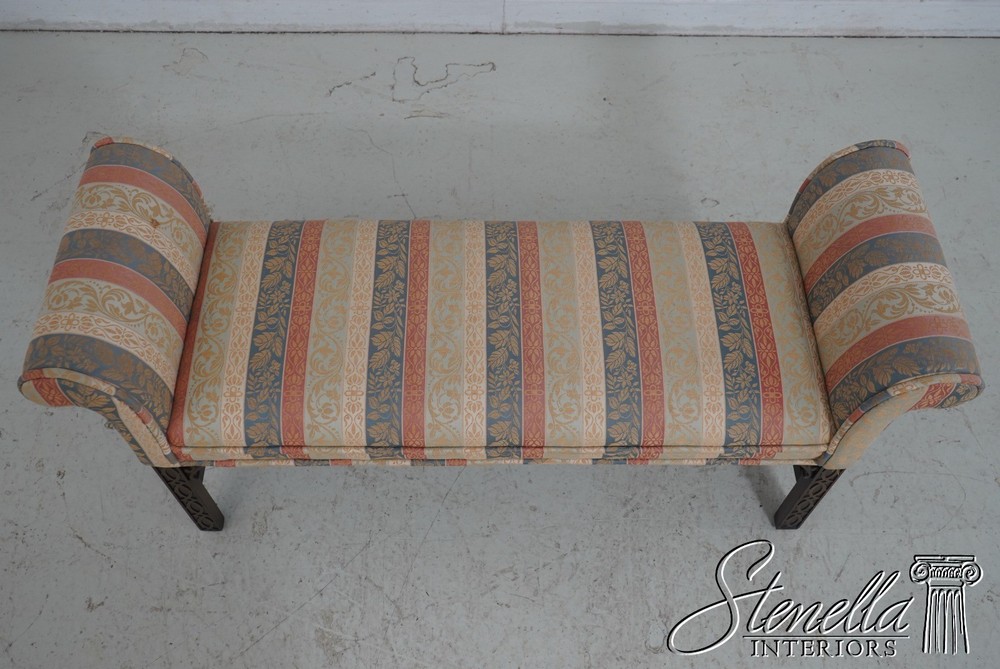 69287: Chippendale Mahogany Rolled Arm Window Bench