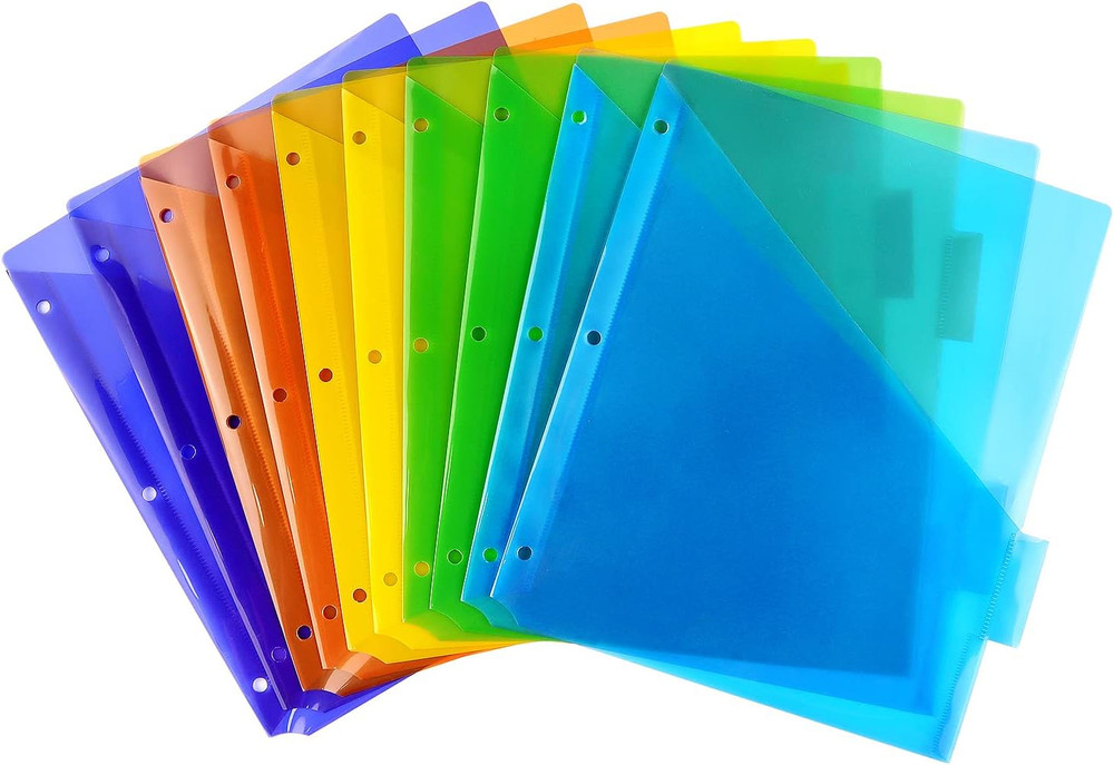 Plastic Binder Dividers with One Front Pocket and Tab Binder Divider for 3 Ring