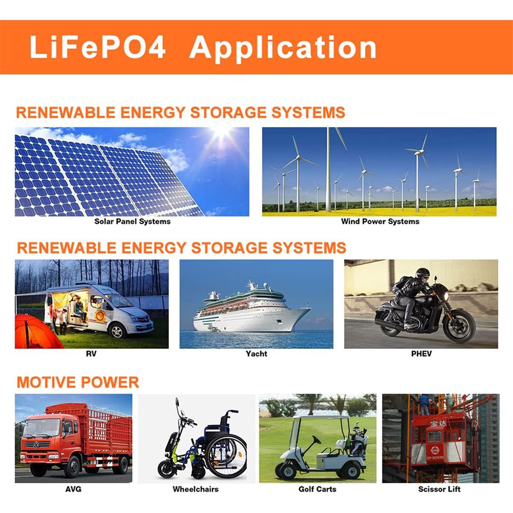 12V 100Ah LiFePO4 100Ah Lithium Battery BMS Cycle Deep for Solar Trolling Motor