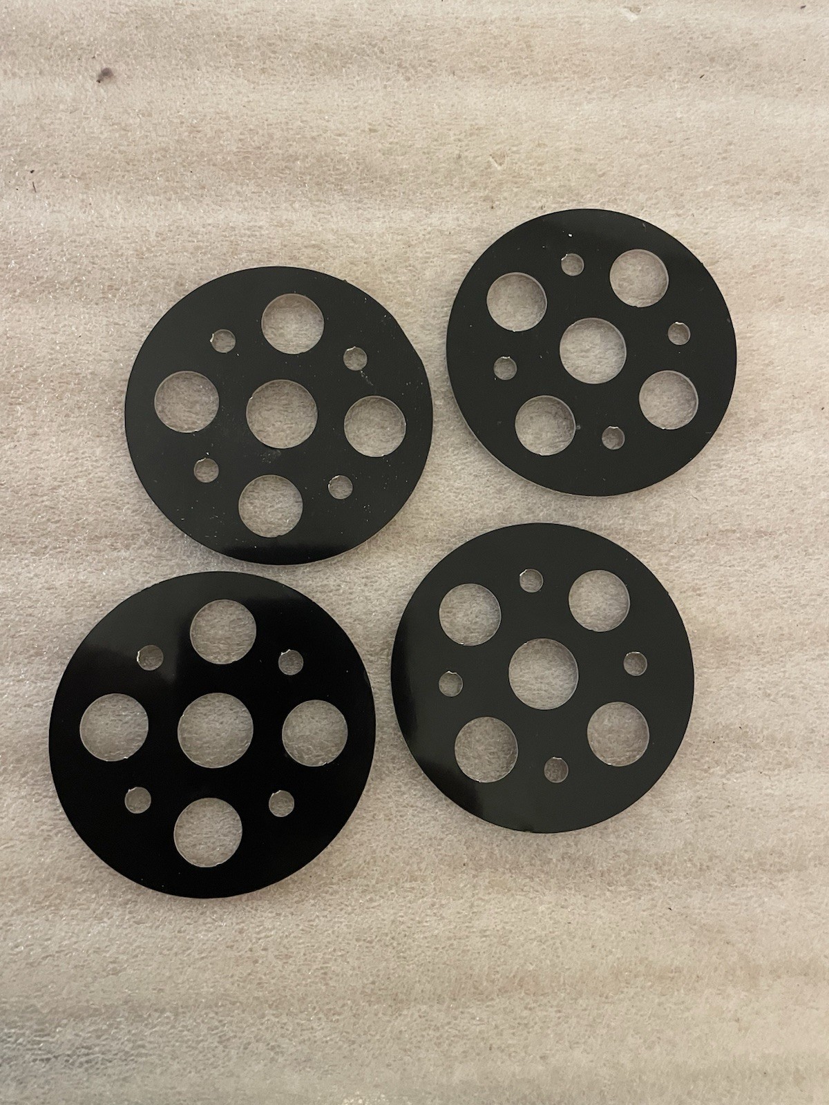 Hood Pin Scuff Plates - Fits 1/2" Pins - Black Aluminum - 4 Pack - IMCA NHRA