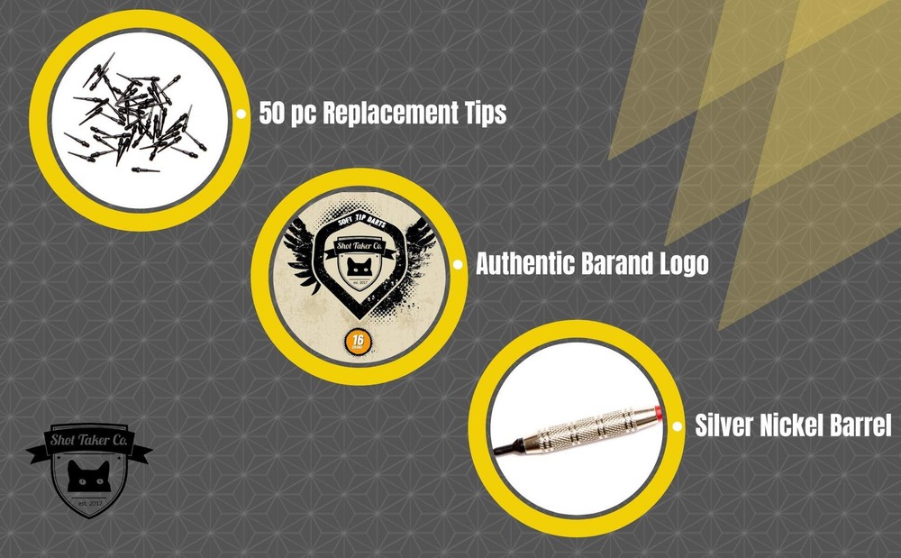 Soft Tip Darts Set 50 Extra Black 2BA Tips for 4 Players on Electronic Plastic